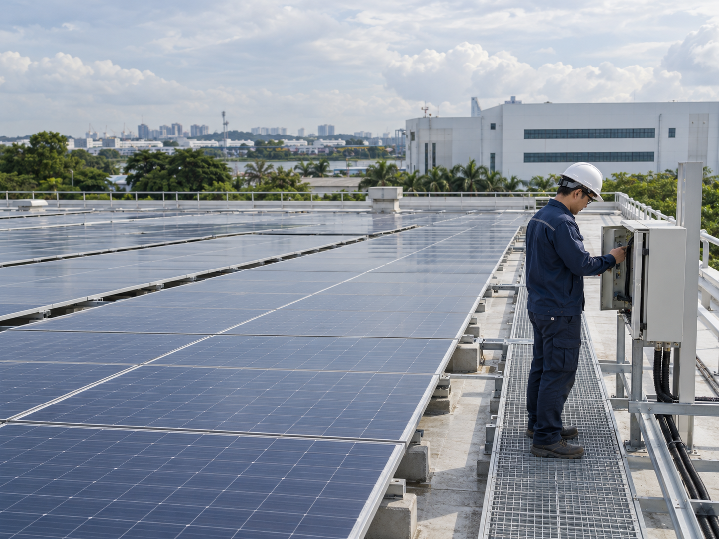 Industrial rooftop solar energy management