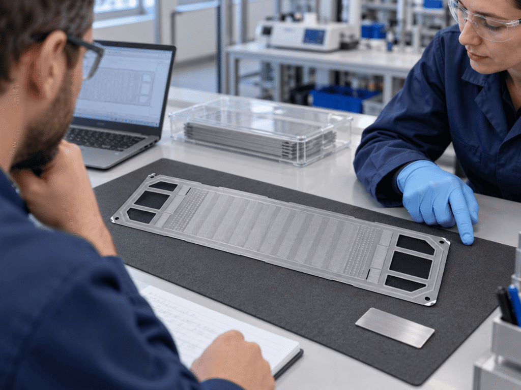 NTI engineers reviewing a coated component