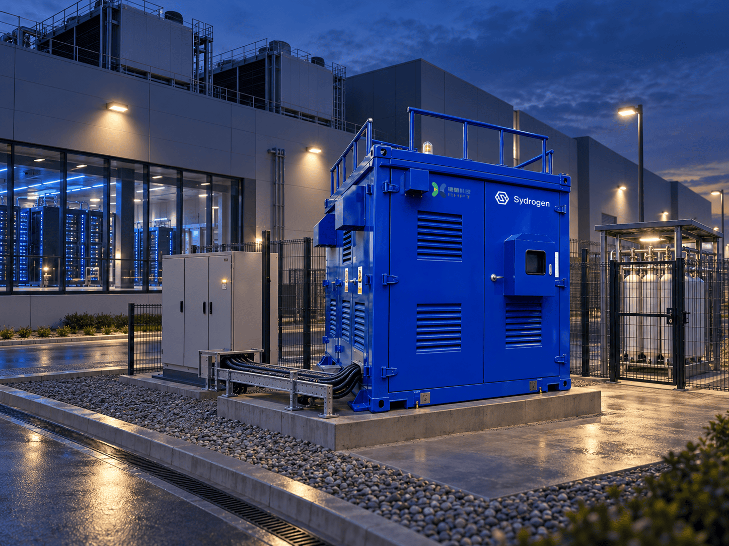 Illustrative SydroPOWER Grid installation serving a data-centre campus
