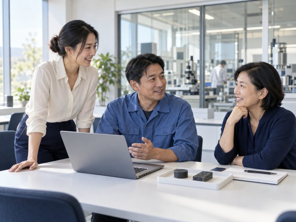 Colleagues discussing career possibilities