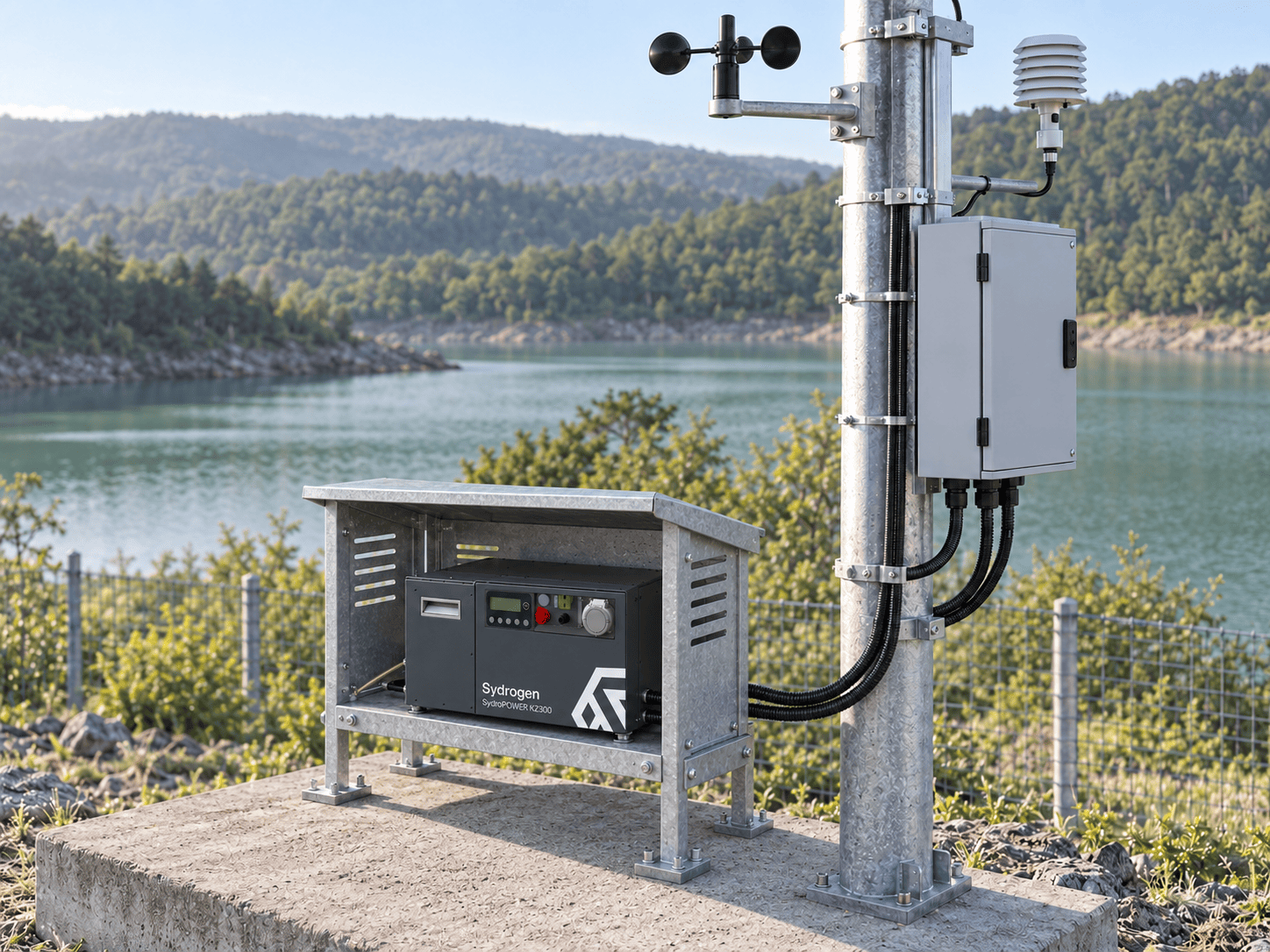 Illustrative KZ300 installation for sensors and monitoring, based on supplied SydroPOWER product artwork