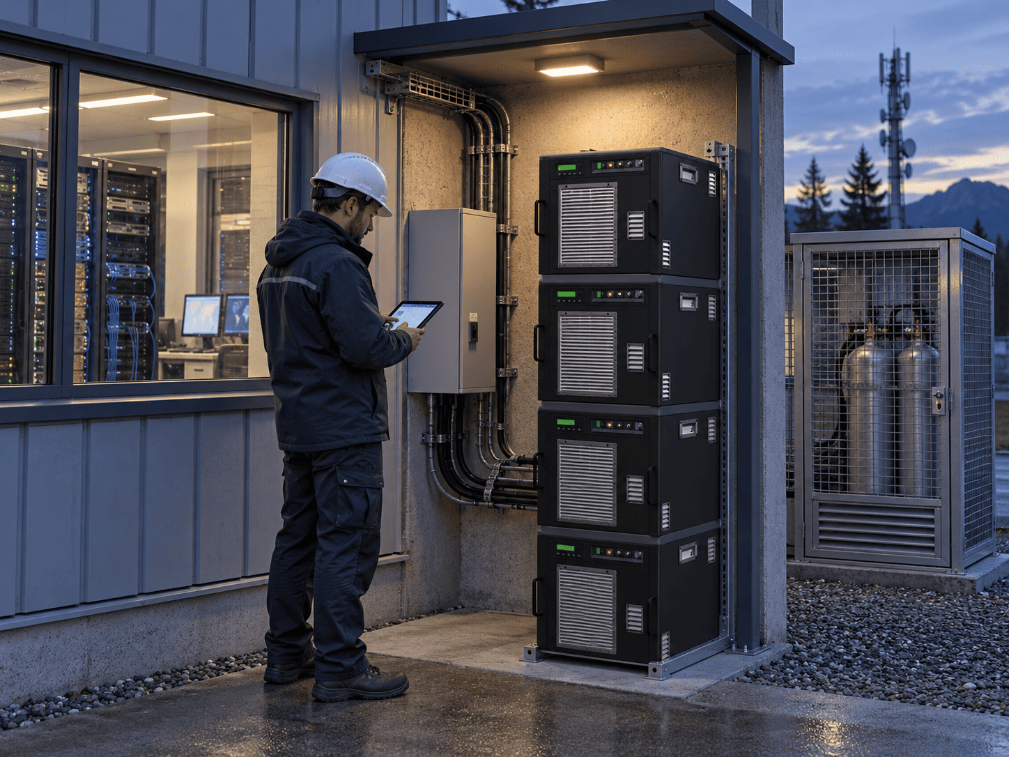 Illustrative KZ3000 Stacked installation for modular backup, based on supplied SydroPOWER product artwork
