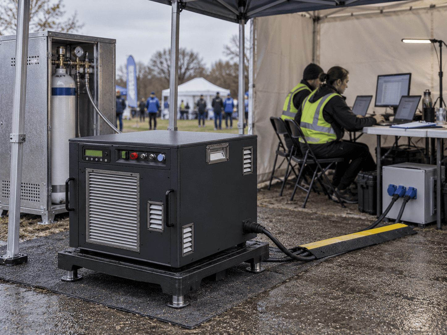 Illustrative KZ3000 installation for temporary power, based on supplied SydroPOWER product artwork