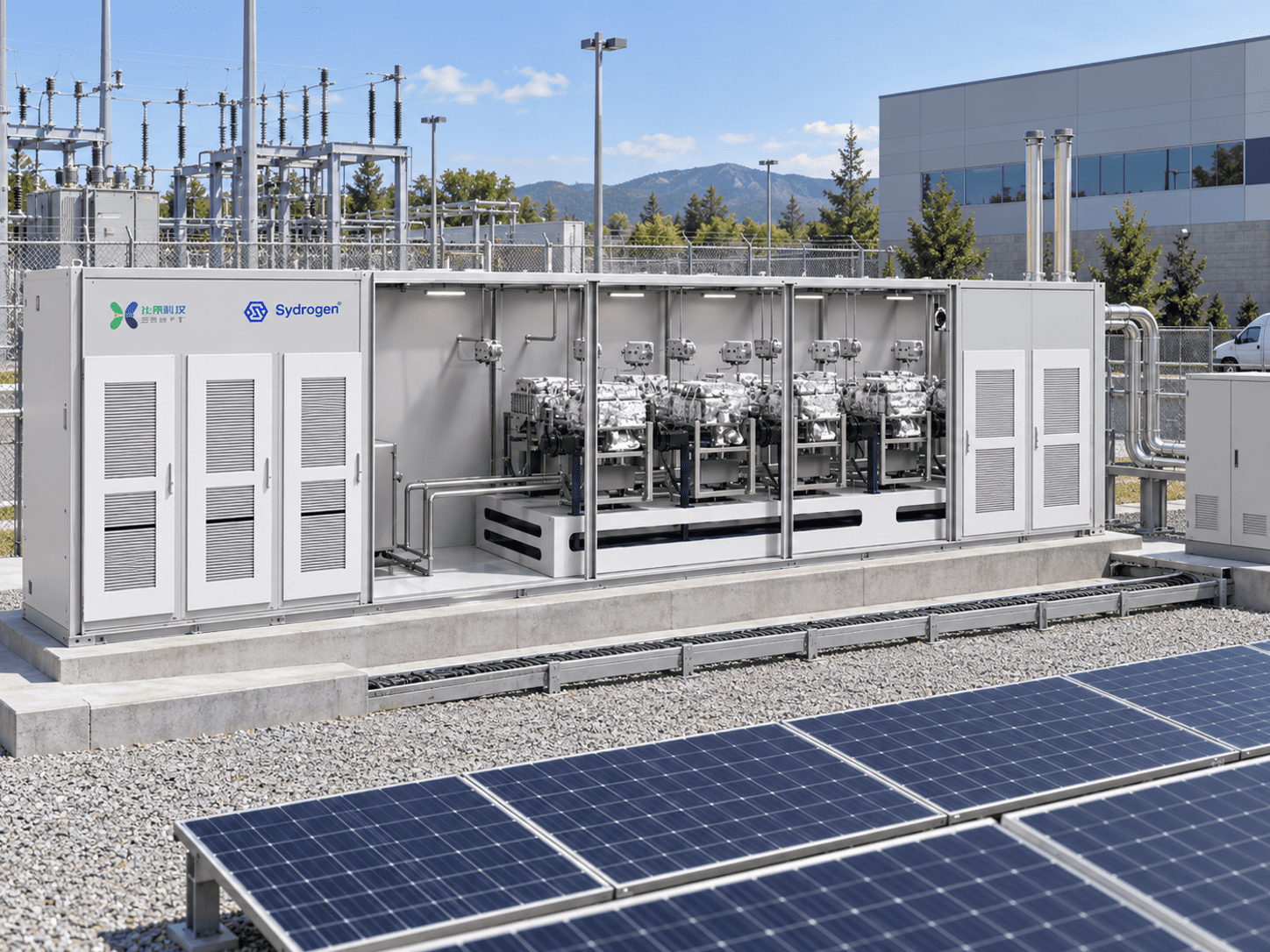Illustrative MZ1000T installation for microgrids and grid support, based on supplied SydroPOWER product artwork