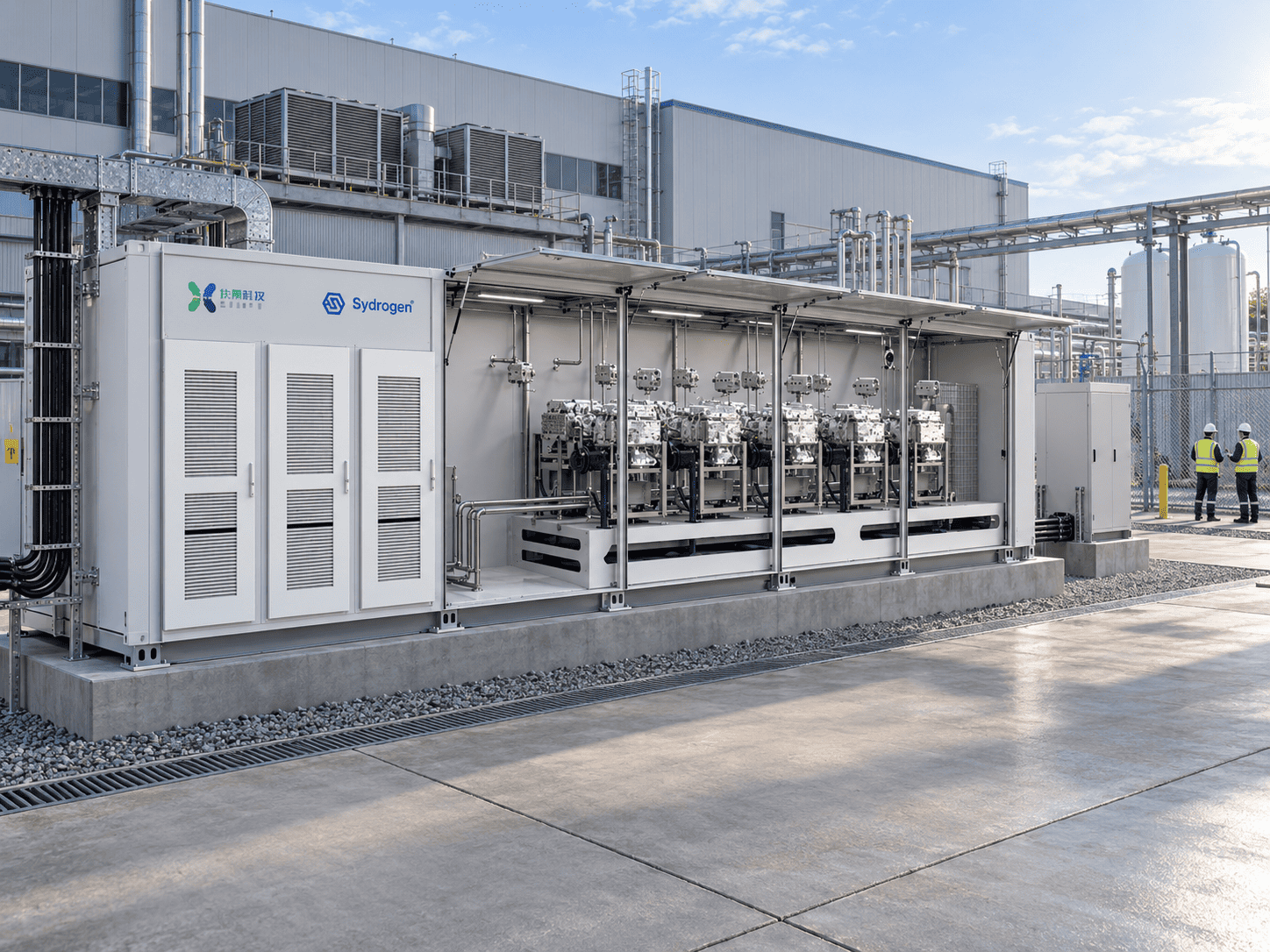 Illustrative MZ1000T installation for industrial sites, based on supplied SydroPOWER product artwork
