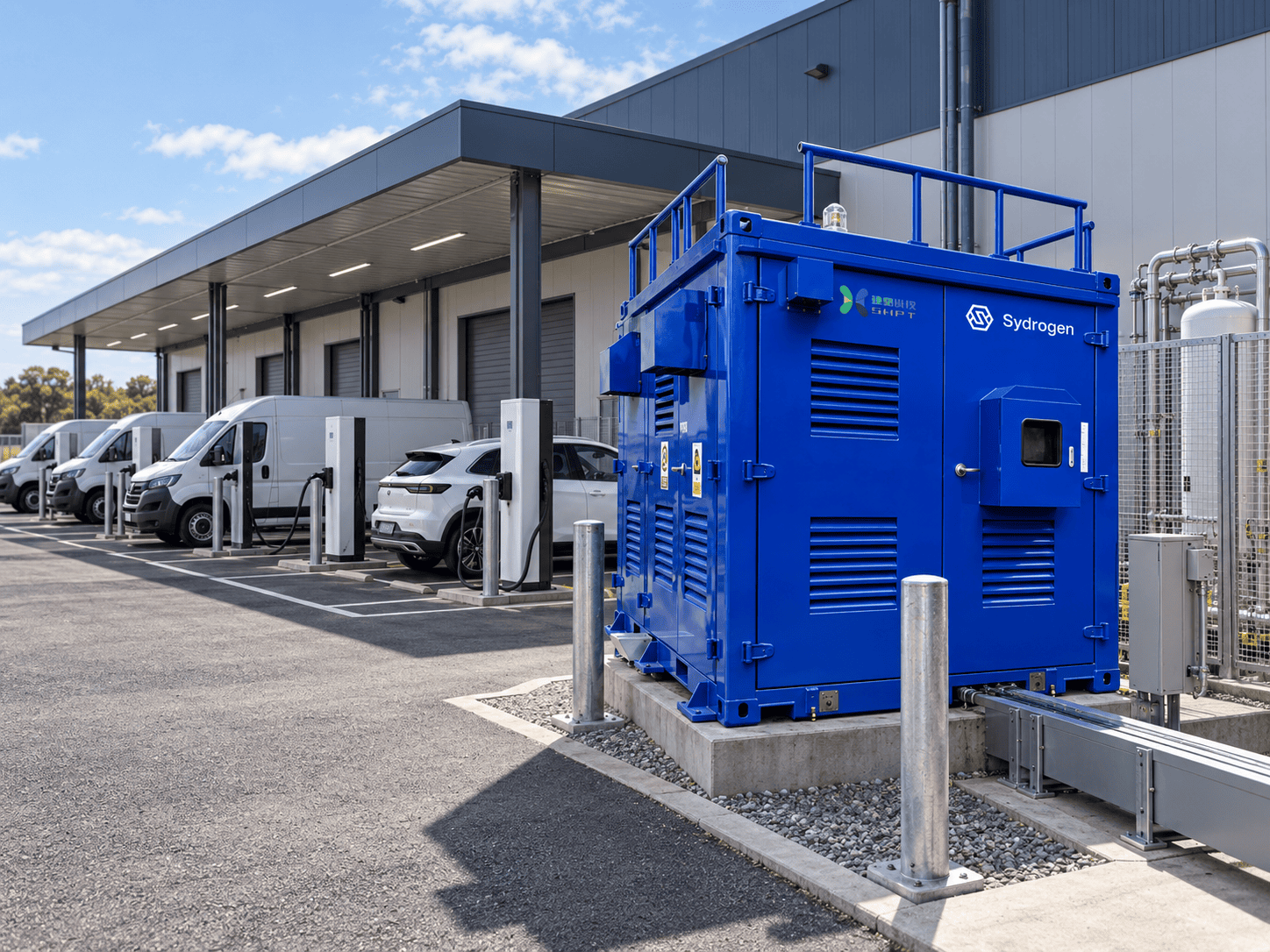 Illustrative MZ200T installation for ev charging hubs, based on supplied SydroPOWER product artwork