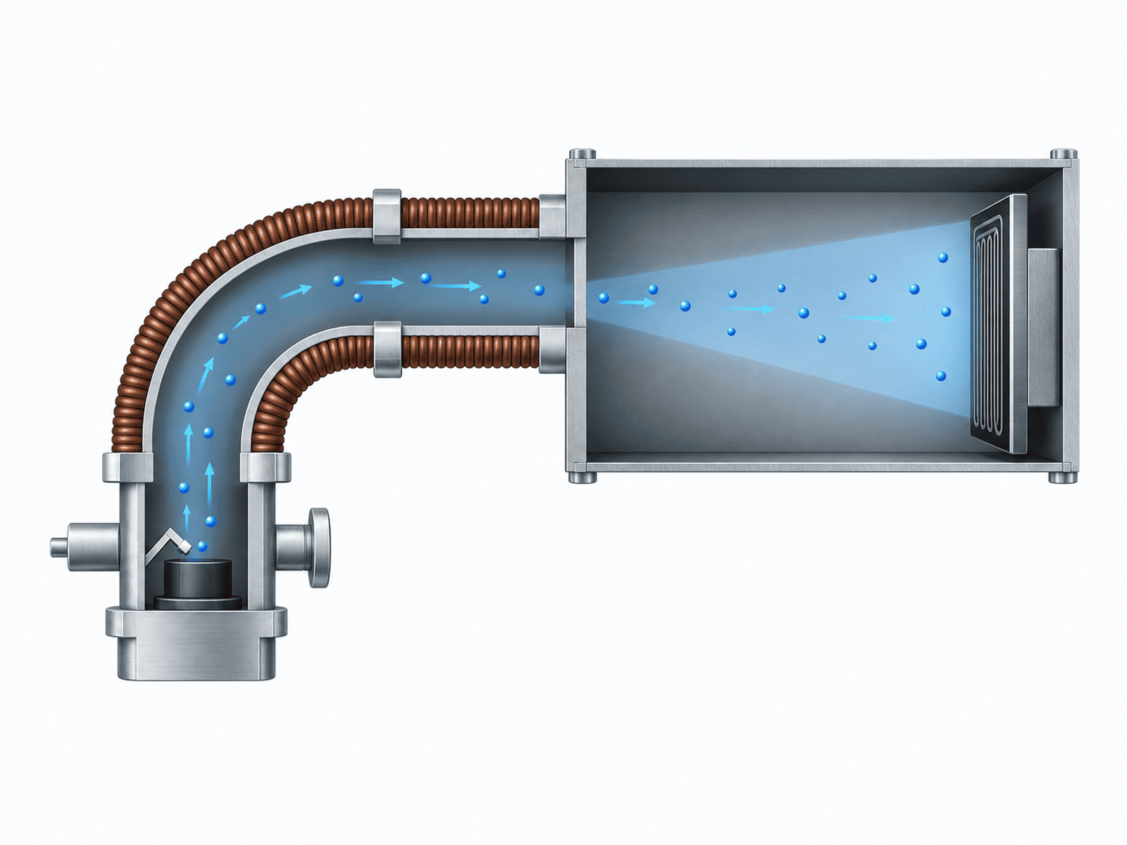Simplified illustration of NTI Nanofilm filtered cathodic vacuum arc coating process