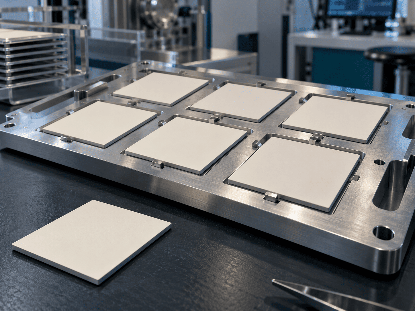 Uniform ceramic SOC samples arranged in a deposition carrier