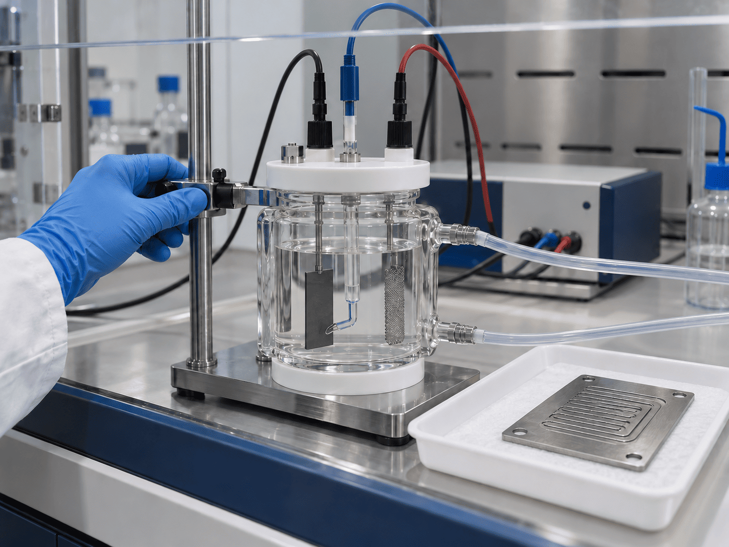 Electrochemical cell for evaluating corrosion behaviour of a coated metallic sample