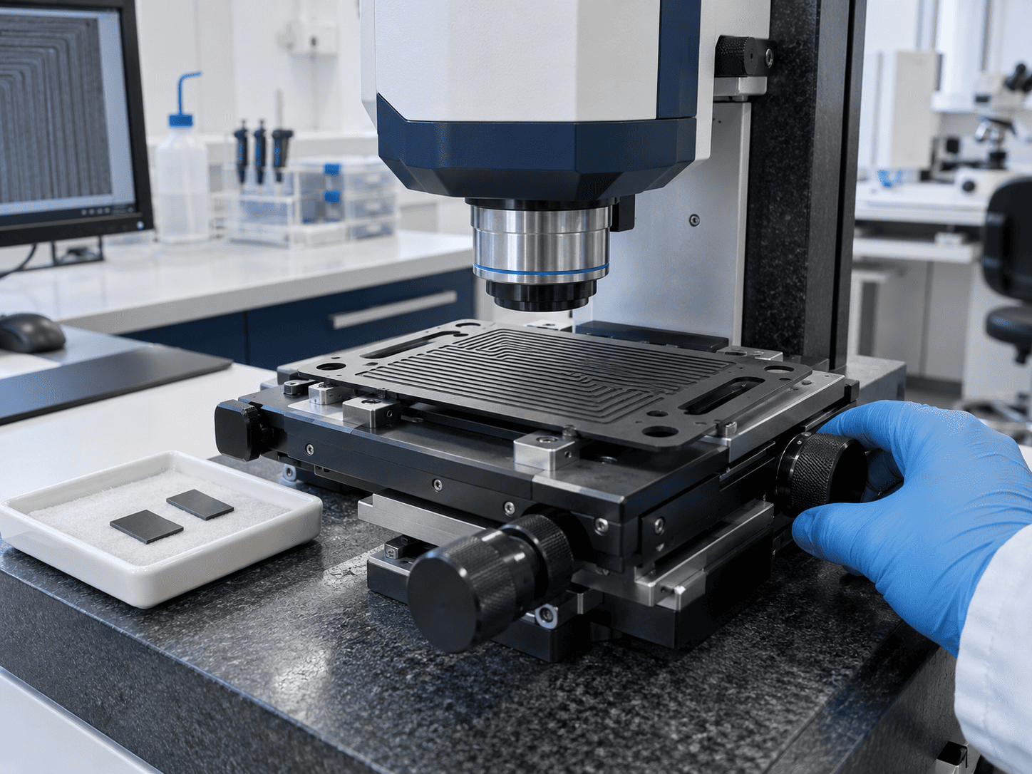 Microscopy inspection of coating coverage on a metallic bipolar plate