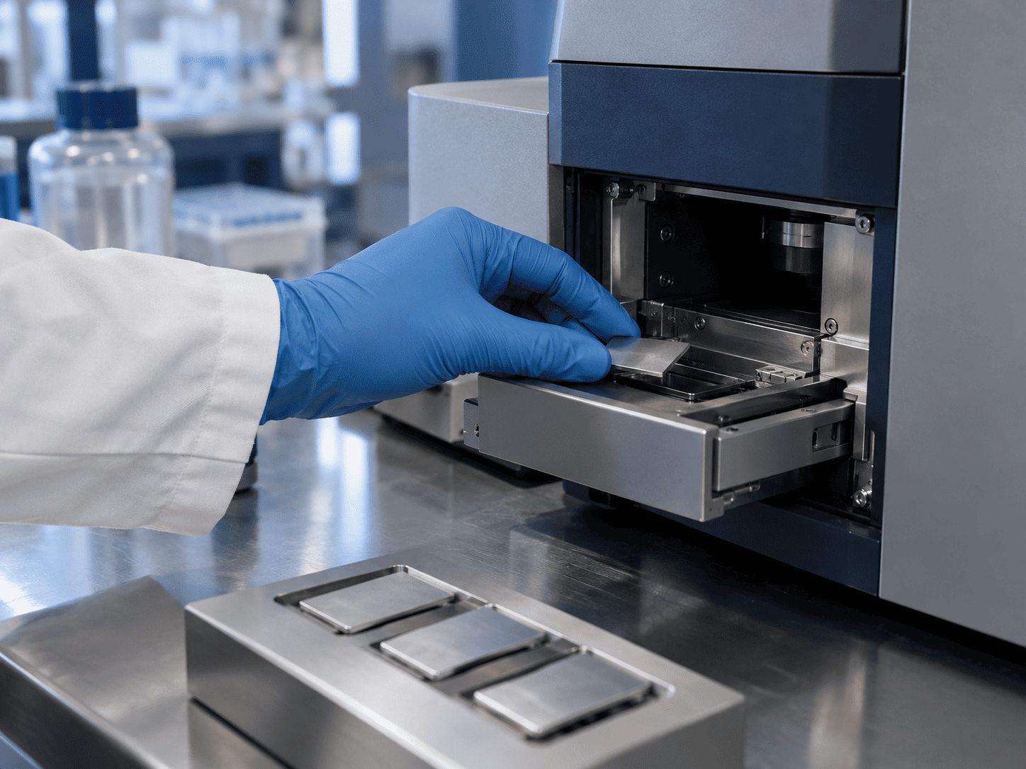Coated metal coupon prepared for enclosed materials analysis
